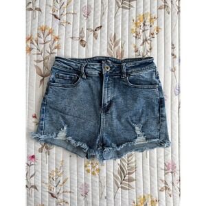 High Waisted Distressed Jean Shorts Acid Wash Frayed Cutoff Womens 9/29 Festival